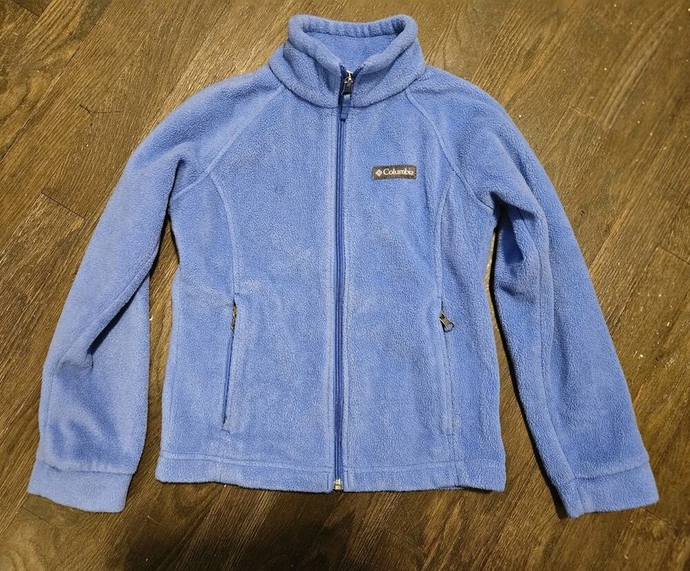 Columbia Kids Youth Girls Full Zip Fleece Jacket Sweater Sz Small 7/8 Warm Soft